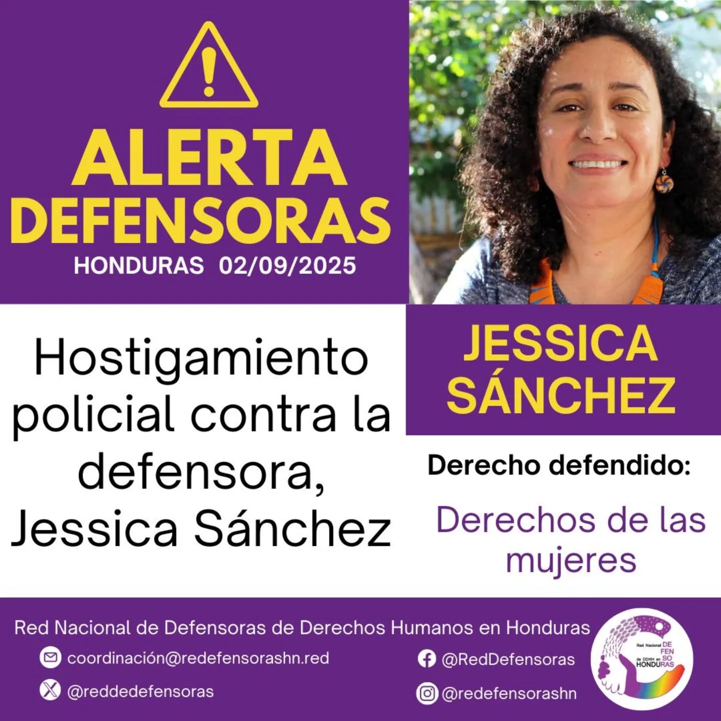 #AlertaDefensoras | Hostigamiento policial contra Jessica Sánchez, defensora de los derechos humanos de las mujeres